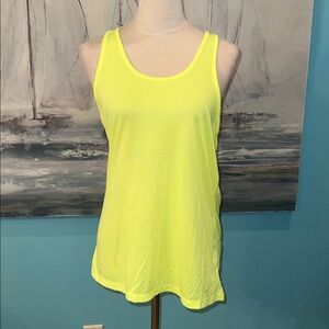 Nike Dri-Fit Neon Yellow Slim Fit Racerback Tank Top, Large